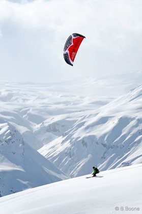 Johann Civel - snowkite a Gudauri - Georgie