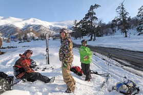Etienne Lhote, Fabio Ingrosso, Johann Civel - Bakuriani - snowkite en Georgie